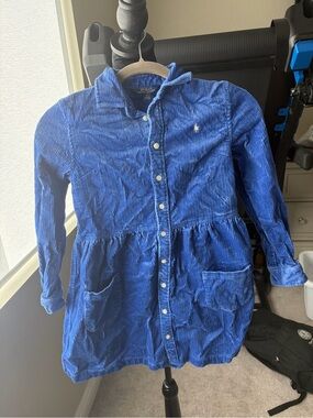 Little girls blue corduroy dress.